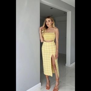 🆕 Zara Plaid Midi High‎ Waisted Skirt Front Slit At Hem